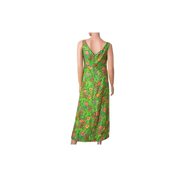 Vintage John Douglas 60s Mod Floral Maxi Dress Psychedelic Flower Power Gown - Picture 3 of 9